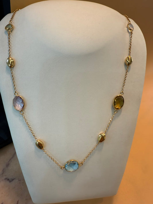 Collana in argento dorato 925 con pietre semipreziose