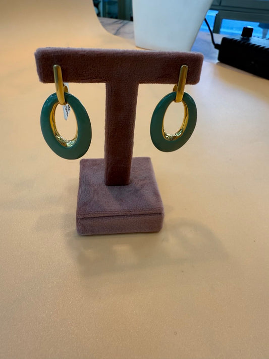Orecchini in argento 925 dorato e smaltati in verde