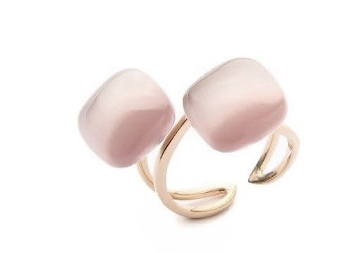 Anello Madì - Doppio Quadrato Quarzo Rosa